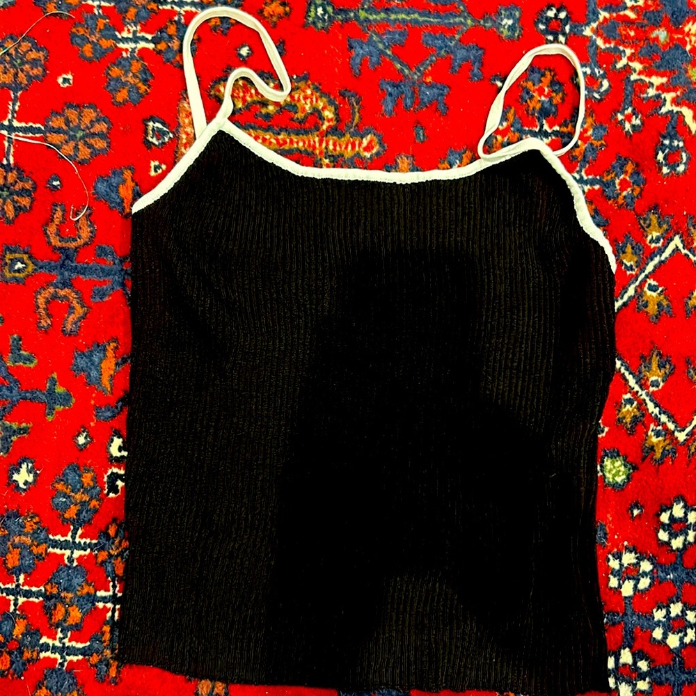 Staud tank top, black with white piping. Like new, worn once!